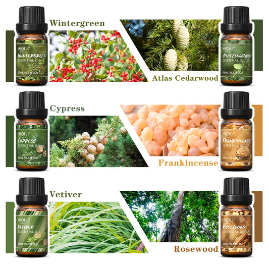 Medienos kvapo aliejų rinkinys (6 × 10 ml)