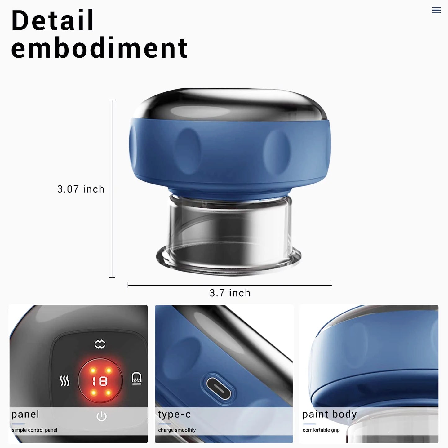 Išmanusis elektrinis vakuuminis masažuoklis su šiluma