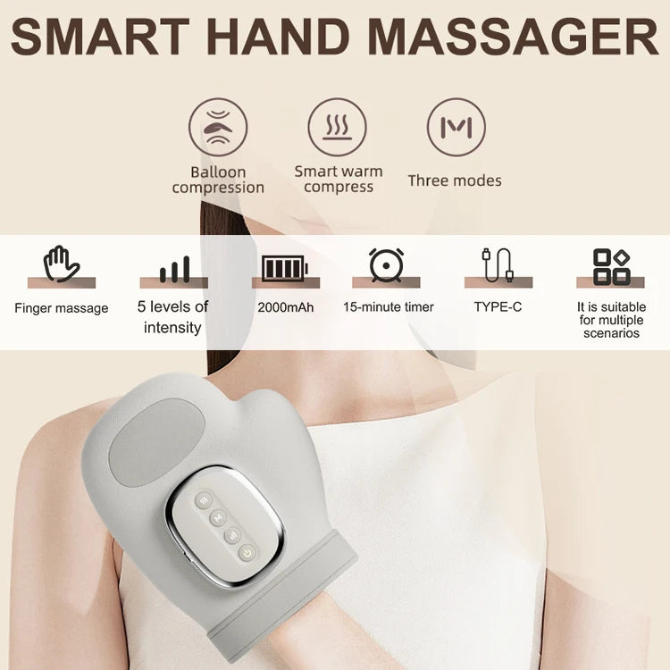 Belaidis rankų masažuoklis su šildymu ir Shiatsu minkymu