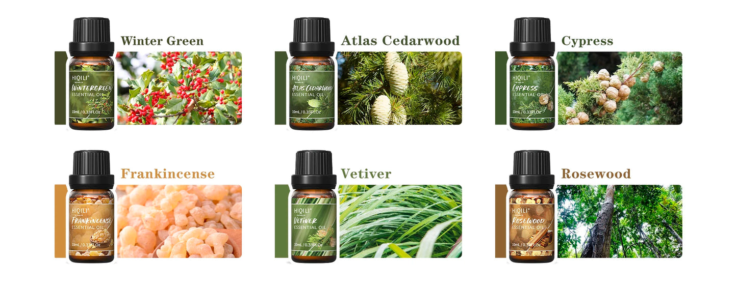 Medienos kvapo aliejų rinkinys (6 × 10 ml)