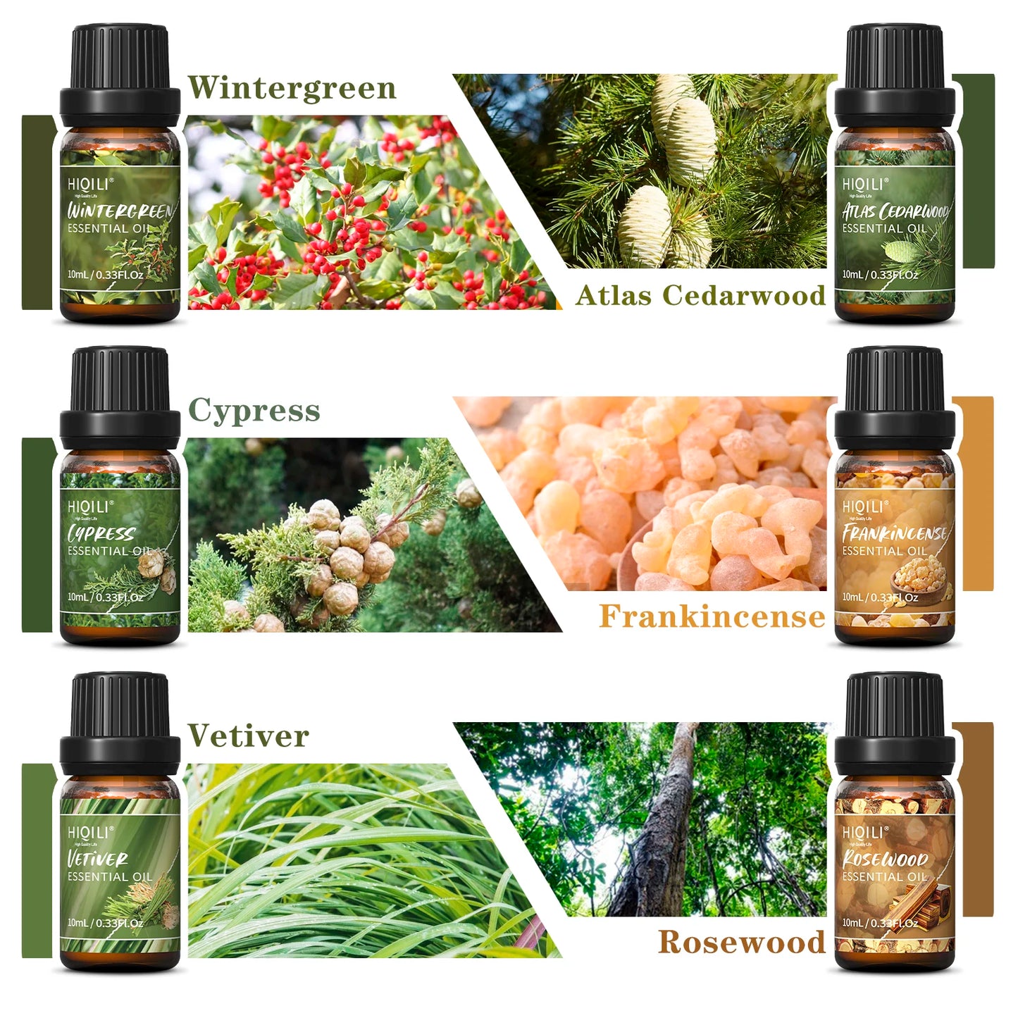 Medienos kvapo aliejų rinkinys (6 × 10 ml)