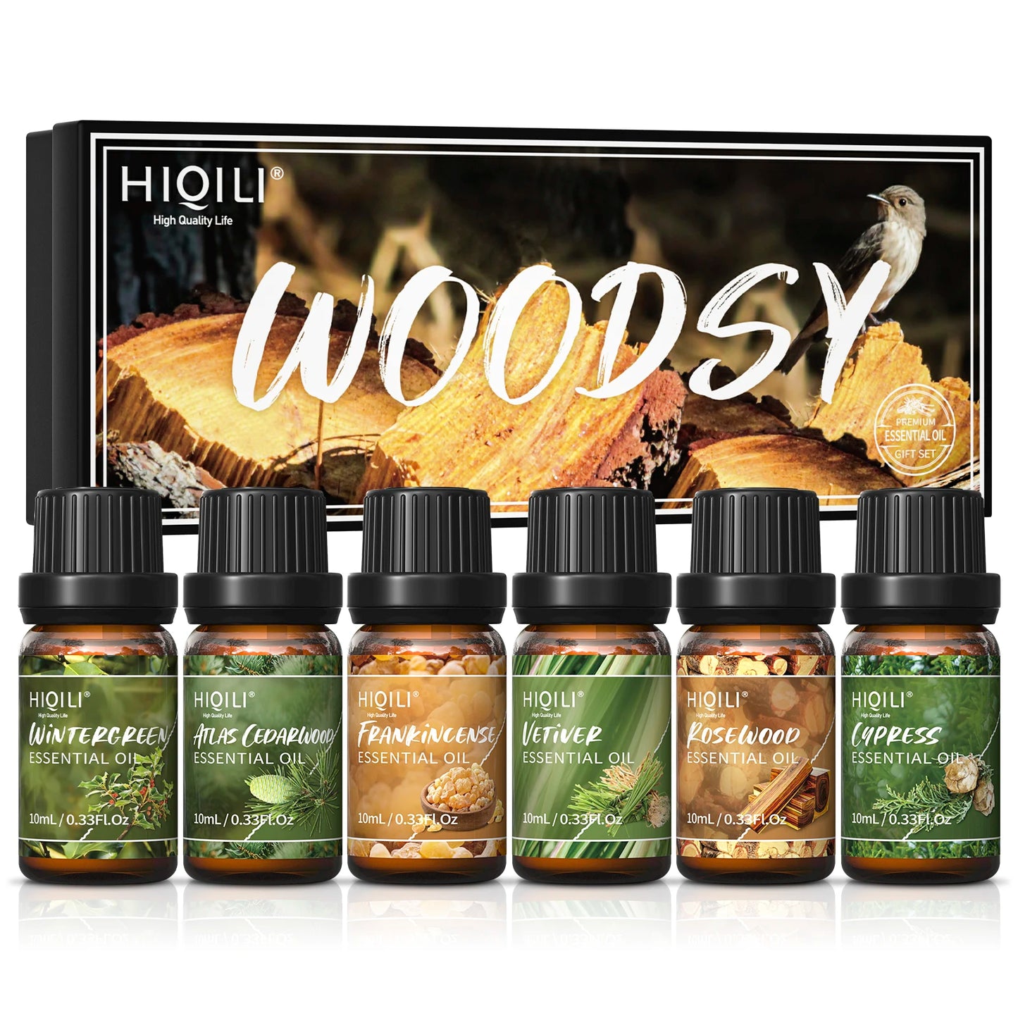 Medienos kvapo aliejų rinkinys (6 × 10 ml)