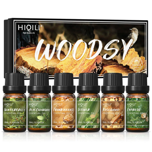 Medienos kvapo aliejų rinkinys (6 × 10 ml)
